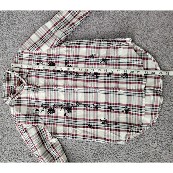 7 For All Mankind Girls Size Large Plaid Long Sleeve Button Down Roll Tab Shirt - Picture 8 of 9